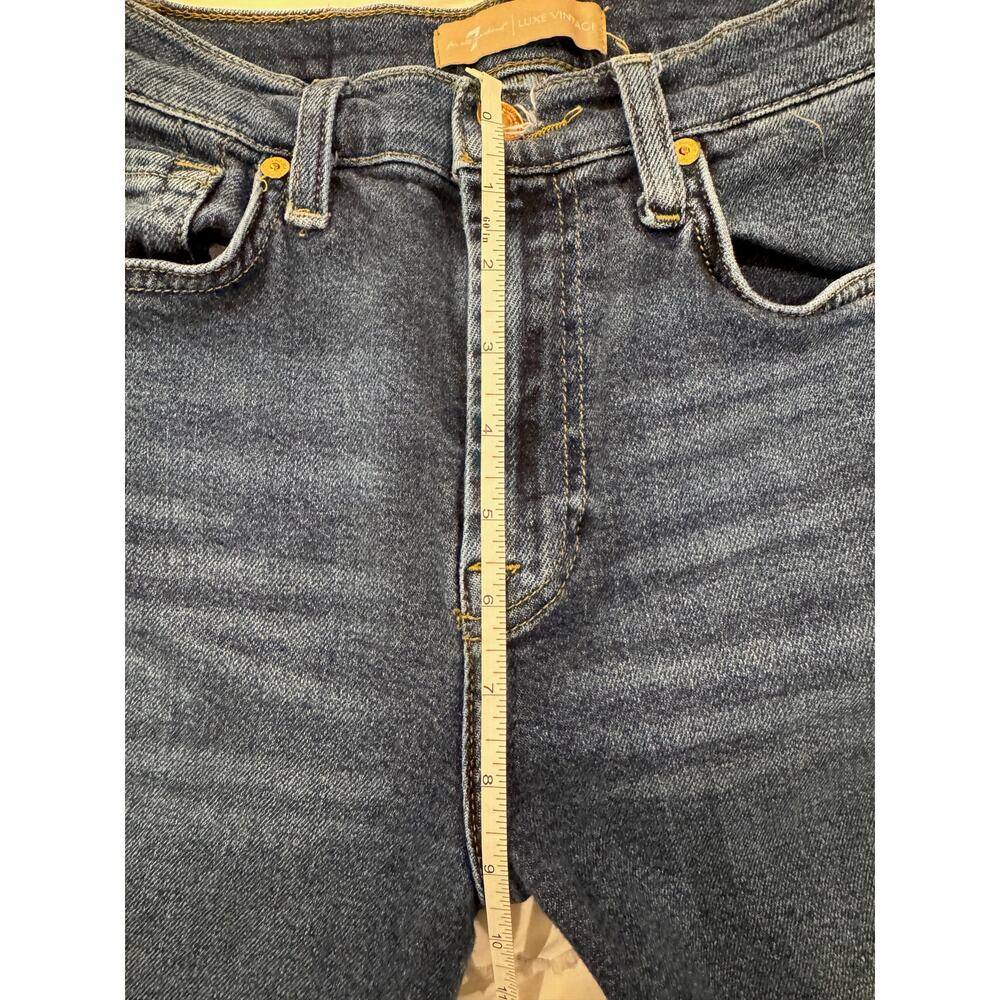 7 For All Mankind Luxe Vintage Slim Kick Jeans Deep Soul Raw Hem Women's 27 - Picture 8 of 16